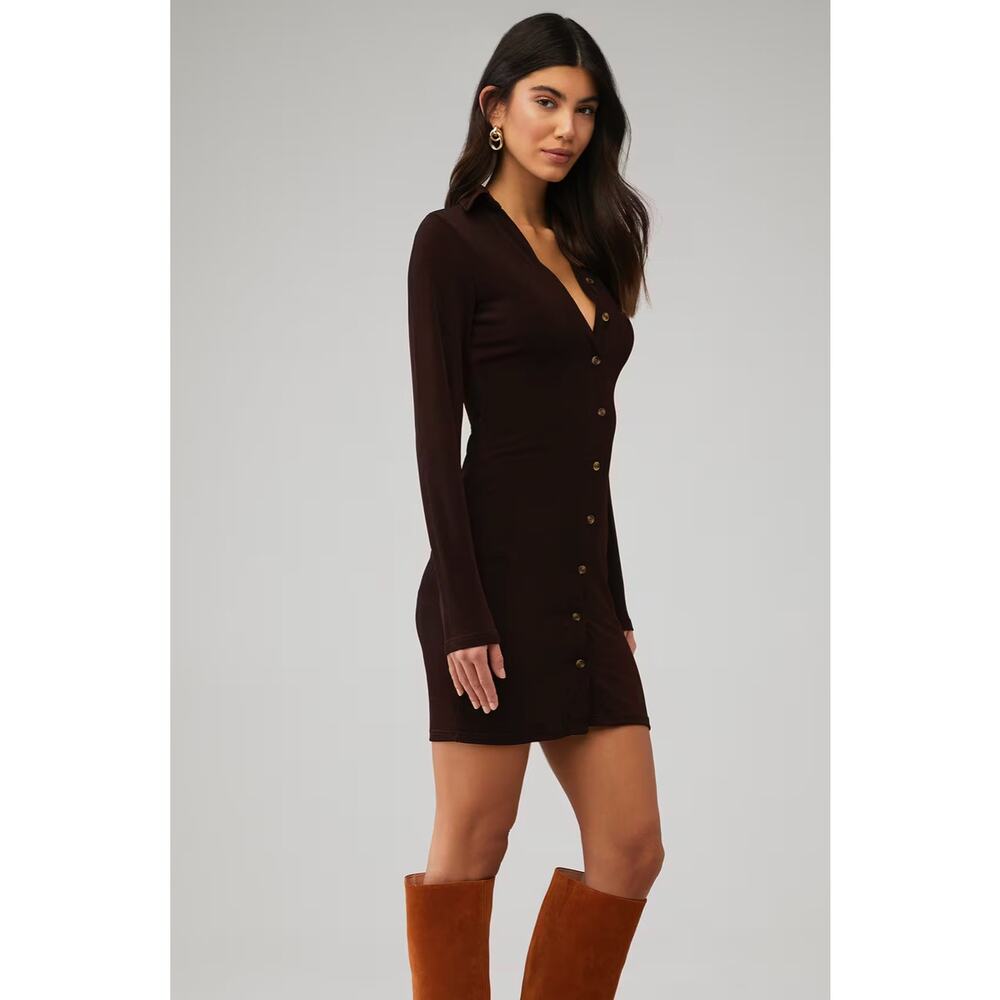 $60 New peppermayo Ring My Bell Mini Dress - Brown - size 4 - Picture 3 of 9